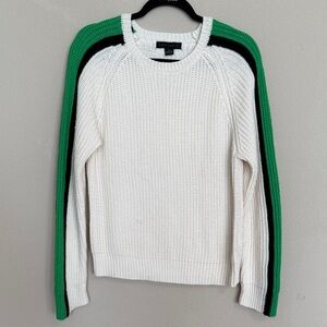 Sanctuary White Sweater with Green and Black Accents. Size M